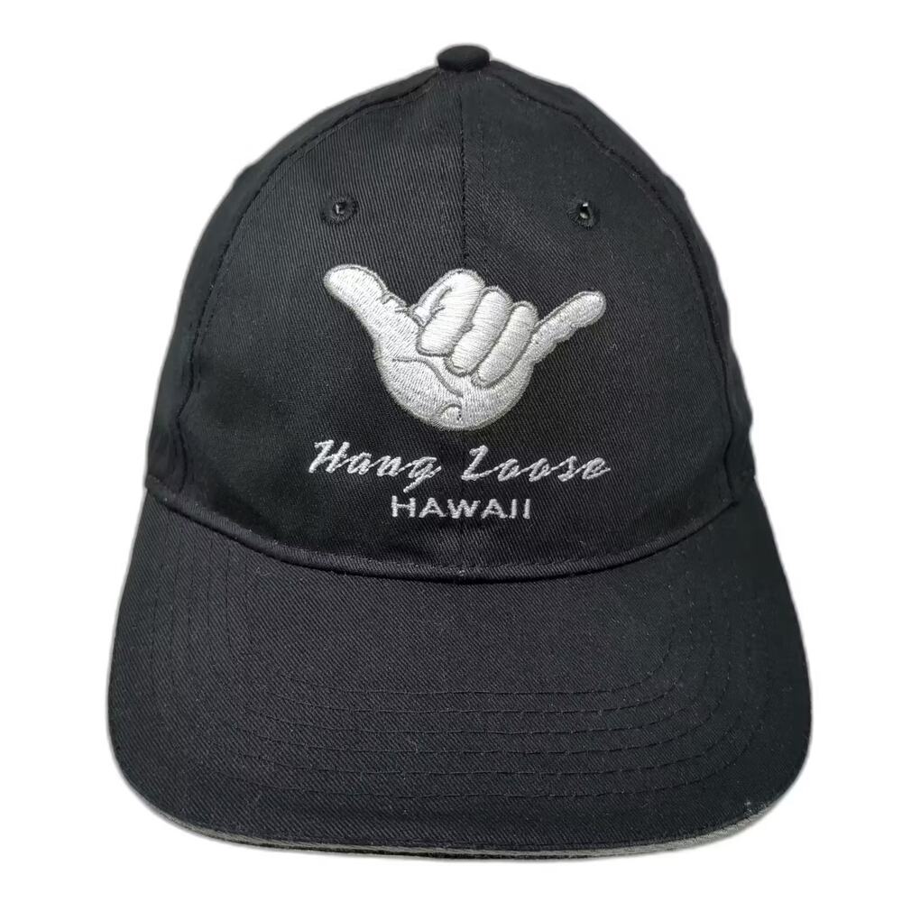 Surfware Baseball Cap Hat Black White Shaka Hang Loose Hawaii OS Embroidered